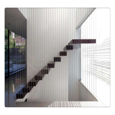 China Modern Straightled Staircase Modern House Staircase Invisible Cantilever Glass Steel Floating Glass Design for sale