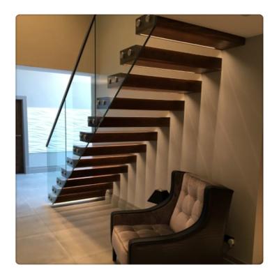 China Modern Glass Or Wood Tread Box Staircase Floating Carbon Steel Straight Stairs for sale