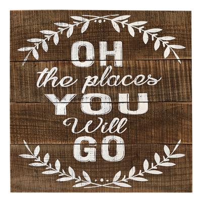 China Wholesale American Farmhouse Decor The Place You'll Go Rustic Farmhouse Home Decor 16 Inch Wooden Wall Sign for sale