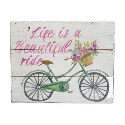 China American Life Is A Beautiful Tower Garden Sign Wood White Washed Natural Wood Box Sign for sale