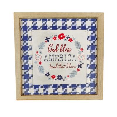 China 4th of July Decorations America God Bless America Hanging Wooden Wall Sign Sign for sale