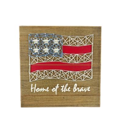 China America 4th of July decoration sign wooden home of the mordern wooden sign wall hanging brave wooden sign for sale