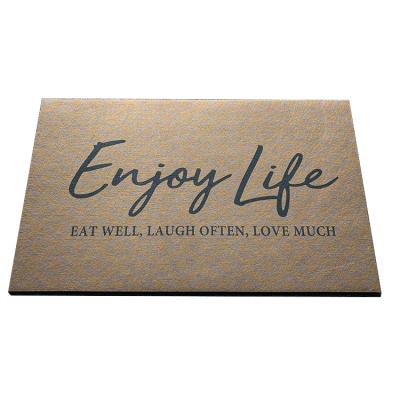 China Logo Printed Door Rubber Mats Customized Washable Enjoy Life Front Door Mats for sale