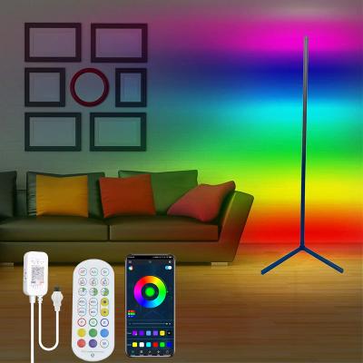 China 140cm Foldable Modern Nordic Smart APP Control Smart Drop Shipping Modern Phone Corner Standing Led RGB Floor Lamp for sale