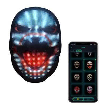 China Amazon Hot Selling Dislpay Mode and Music Mode Wholesale APP Controlled Programmable Halloween Party Rave LED Light Up Face Mask for sale