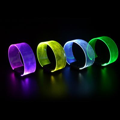 China Silicone and ABS SUNJET 2021 New Year Party Decoration TPU Bracelet Custom LED Logo Magnetic Wristband for sale