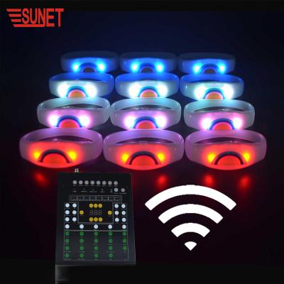 China SUNJET Parts New Products Custom Silicone Programmable Remote Control Flashing Lead Wristband, Radio Control Rfid Light Up Wristband for sale