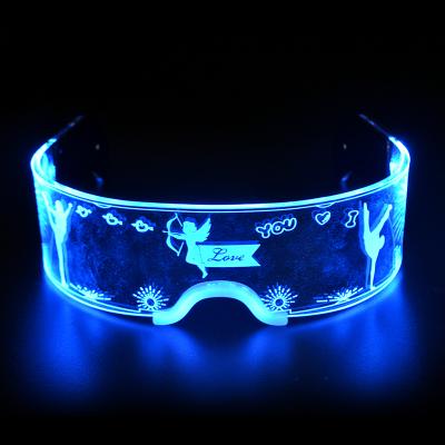 China 2020 Acrylic New Arrivals Product Customize Logo Flashing Acrylic Lead Glasses For Party With 10 Flashing Modes for sale