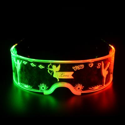 China Fashions Acrylic Wireless Lead Glasses Battery Gradient Acrylic Electronic Light Up Multi Color 2 Buttons Controlled Led Sunglasses for sale