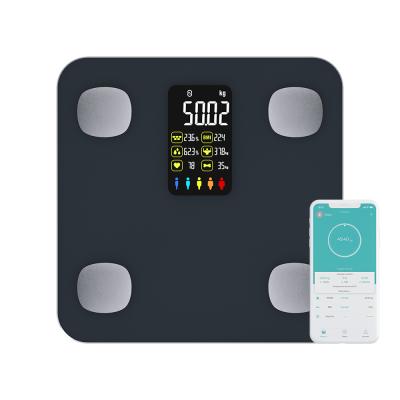 China Black Hot Sale Big Platform Digital Heart Rate Tempered Glass Bodi Scale Body Fat Personal Household Measuring Scale Black for sale