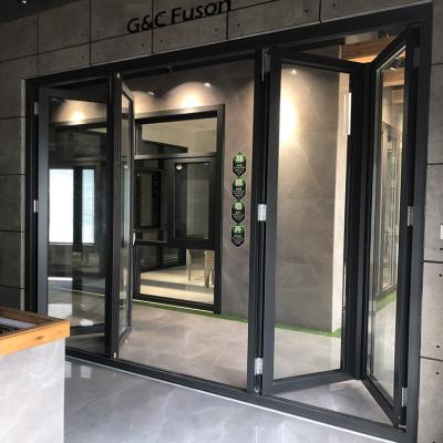 China Accordion Waterproof Interior Bifold Doors Aluminum Sliding Folding Glass Doors for sale