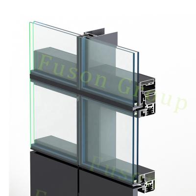 China Thermal Break System Commercial Style Hidden Frame Glass Curtain Wall With Insulated Glass Panel for sale