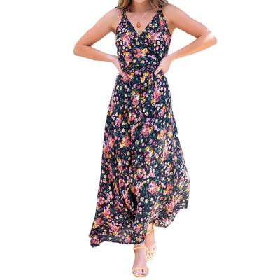 China OEM Breathable High Quality Breathable Casual Elegant Romantic V-Neckline Factory Girl Flower Spaghetti Sweet Slip Dress for sale