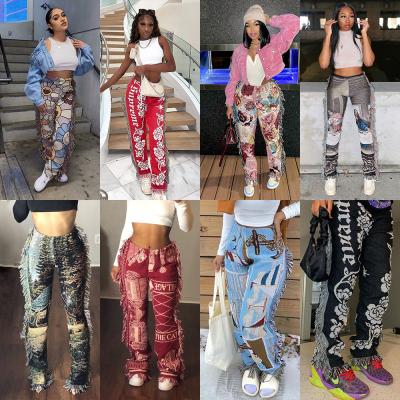 China QUICK DRY Women's Print Tassel Pants And African Pants Ladies Bottom Casual Summer Pants Women Boho Fringe Elegant Women Trousers for sale