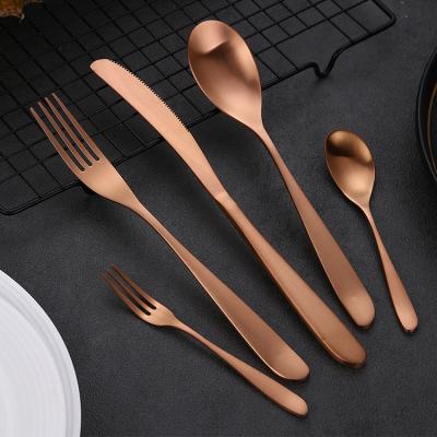 China Viable Flatware Stainless Steel Matt Rose Gold Cutlery Set For Wedding Event for sale