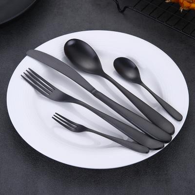 China Sustainable Modern Custom Logo Stainless Steel Flatware Matt Black Cutlery Set for sale