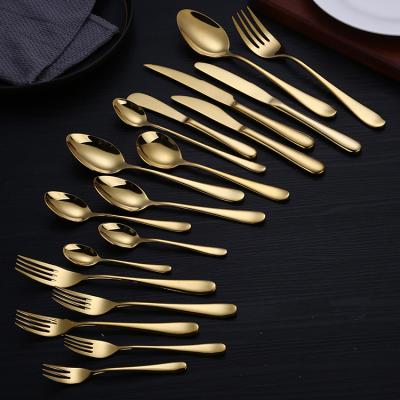 China Sustainable Restaurant Spoon Fork Knife Cutlery Stainless Steel Handle Bulk Flatware Gold Sets for sale