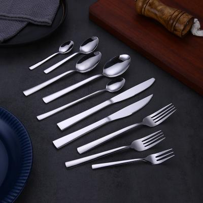 China Sustainable Classic Stainless Steel Silverware Set Restaurant Flatware Tableware Spoon Fork Flatware for sale