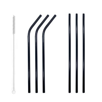 China Sustainable Custom Reusable Stainless Steel Black Metal Color Drinking Straw for sale