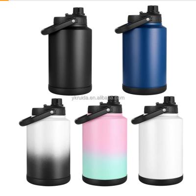 China Wholesale Viable 1 Gallon Sports Water Bottle Stainless Steel Wall Vacuum Insulation 1/2 Gallon Pot Double Jug With Leak Proof Lid for sale