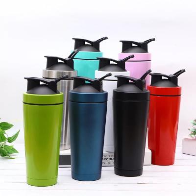 China Viable BPA Bodybuilding Stainless Steel Protein Free Shaker Bottle Double Wall Gym Shaker Bottle With Blender Ball for sale