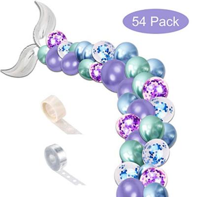 China Partycool Blue Mermaid Balloon Eco-Friendly Disposable DIY Decoration Party With Arch Kit Garland Set Garland Paper Mermaid Balloon Stand for sale