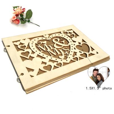 China Europe Partycool Wedding Party Photo Frame Custom Wood Decoration Crafts Sign In Book Attendant Book for sale