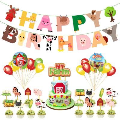 China China Farm Animal Theme Party Decoration Cake Topper Banner Balloon For Kids Birthday Party Supplies Set PARTYCOOL for sale