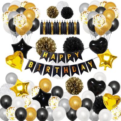 China China Partycool Black Gold Theme Birthday Party Supplies Birthday Party Decoration Set for sale