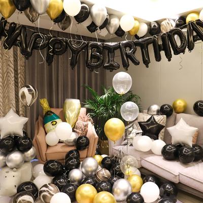 China China PARTYCOOL birthday party supplies black gold party supplies set black gold balloon banner birthday party decoration for sale