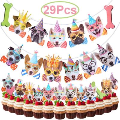 China China Partycool Dog Birthday Banner Themed Party Supplies Bunting Garland Party Dog Cake Topper Birthday Decorations Supplies for sale