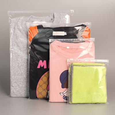 China Recyclable Wholesale Custom Logo Printing Clear LDPE Apparel Packaging Slider Zipper Plastic Bag for sale