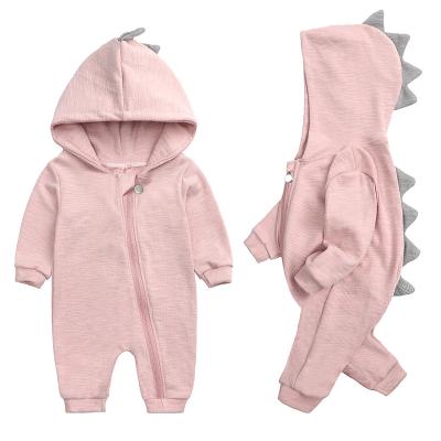 China 100% Cotton Infant Dinosaur Hooded Jumpsuit For Men And Women Baby Romper Baby Long Sleeve Overalls for sale