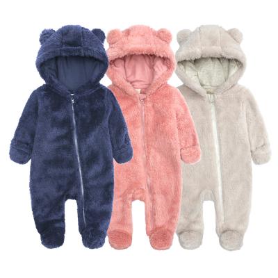 China Polyester/Cotton Baby Romper Autumn And Winter Baby Romper Thick Warmth Flannel Newborn Outing Clothes Plush Clothes for sale