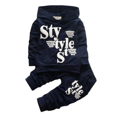 China Casual Spring and Autumn Boys Children's Clothing Printed Letters Long Sleeve Hooded Set for sale