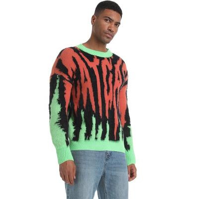 China OEM &ODM LOGO Custom Knitwear Sweater Anti Shrink Long Sleeve Crewneck Men Sweater Jacquard Pattern Knitted Winter Custom Knit Sweater for sale