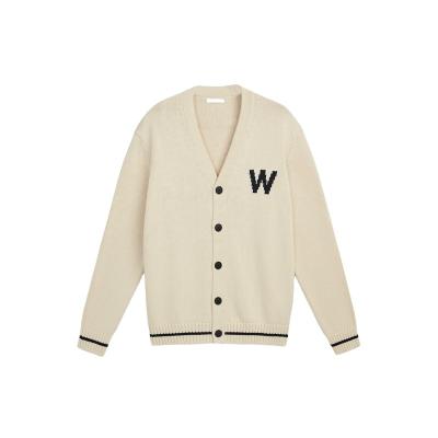 China 2023 OEM sweater knitwear wadding jacquard embroidery supplier custom anti-shrink knit cardigan letter cardigan sweater for men for sale