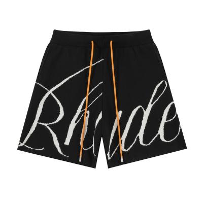 China Rhude Fashion Brand Sustainable American Jacquard Knitted Drawstring Basketball Shorts Summer Sports Breathable Casual Fifth Pants Men for sale