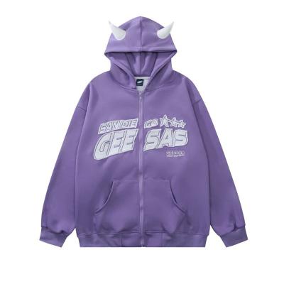 China Anti-wrinkle RONGTENG Manufacturers Selling Custom High Quality Full Print Blast Hoodie Pullover Cotton 3D Zipper Hoodies With Horns for sale