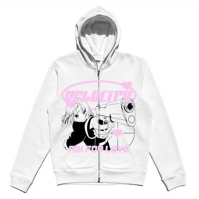 China Parride Customized Oversized High Quality Full Face Zipper Hoodie 100% Cotton Heavy Screen Printed Logo Men Hoodie for sale