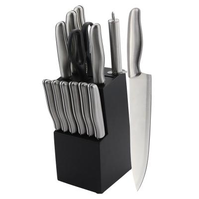 China Viable Yangjiang 14 Piece Stainless Steel Chinese High Carbon Knife Set Block Set With Block Sharpener Wood Chisels for sale