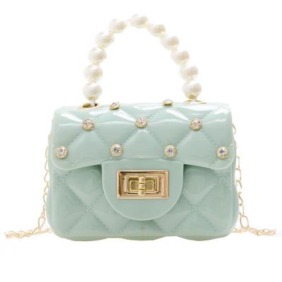 China Other 2021Hot Selling Little Girl Mini Purse Fashion Small Candy Jelly Cross - Body Bag With Cute Pearl Ladies Tote Handbags for sale