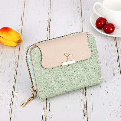 China Brand new fashion leaf women zipper wallet large capacity clutch bag anti-theft brand designed coin leather small purse female card holder for sale