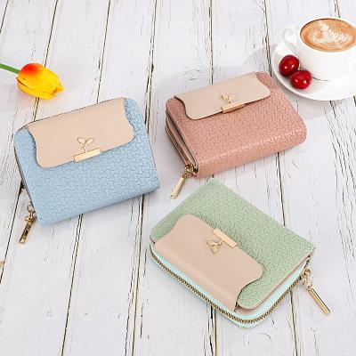 China Female 2022 Cute Folding All-in-one Card Bag Wallet Bag Coin Purse Short Anti-theft Wallet New Ladies Grasp Short Wallets Slim Small Zipp for sale