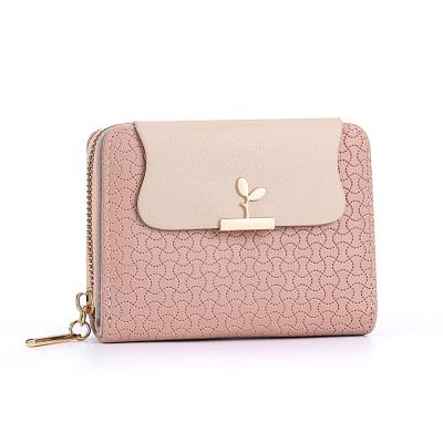 China Mini Purse Luxury Candy Color Anti-theft Leather Female Multi-card Holder Fashion Coin Bags Short Wallets Slim Small Zipper Women Wallets for sale