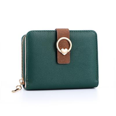 China Zipper Buckle Fashion Solid Color Anti-theft Women's Middle Multi-Card Double Bag European And American Large-capacity Clut for sale