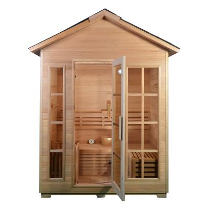 China Outdoor Hemlock 2 Person Sauna Room Computer Control Panel Traditional Steam Wooden Sauna Cabin for sale