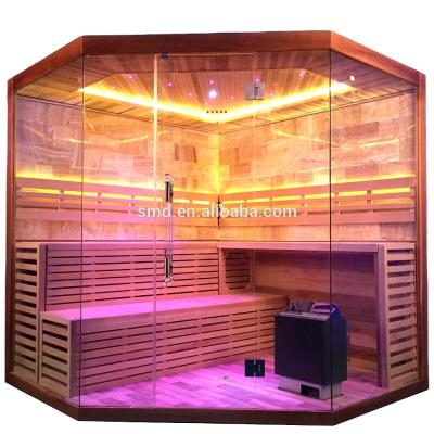 China Computer Control Panel Hemlock 4 Person Steam Sauna Home Best Selling Luxury Traditional Wooden Sauna Room for sale