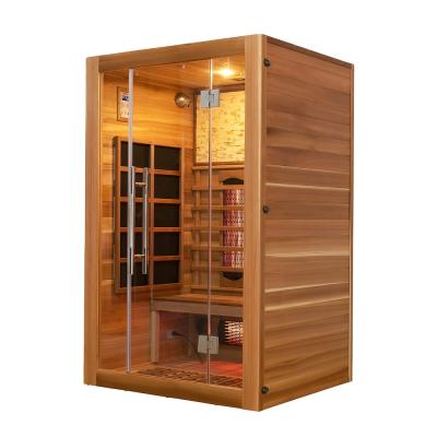 China 110V Infrared Sauna Salt 2 Person Cabin Computer Control Panel Infrared Sauna Sauna Cabin With Culture Stone for sale