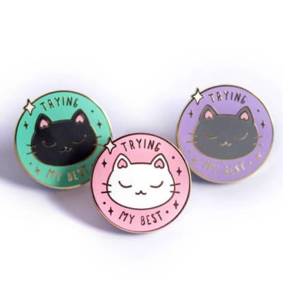 China Europe Factory Price Cat Pastel Hard Enamel Pins Cute Art Badges Brooch for sale